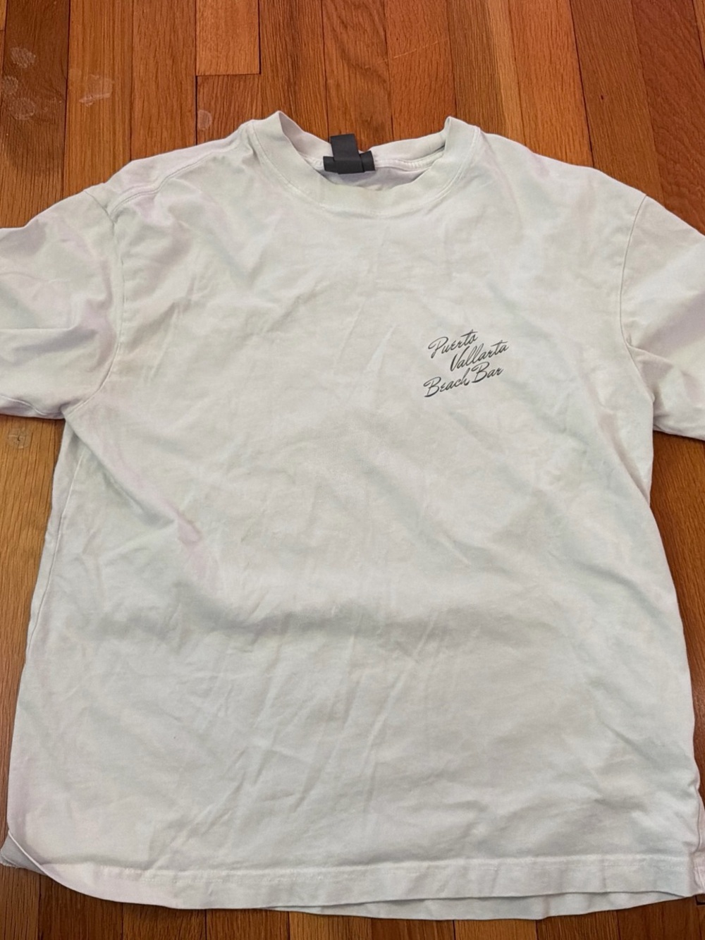 H&M White Short Sleeve Crewneck Tee with Small Chest Script